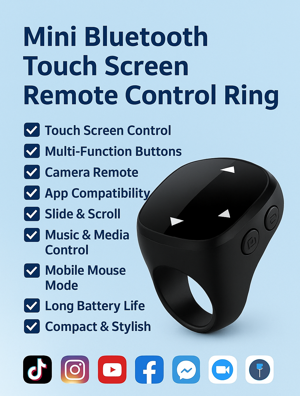 Mini Bluetooth Touch Screen Remote Control Ring