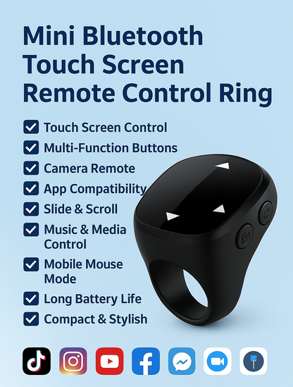 Mini Bluetooth Touch Screen Remote Control Ring